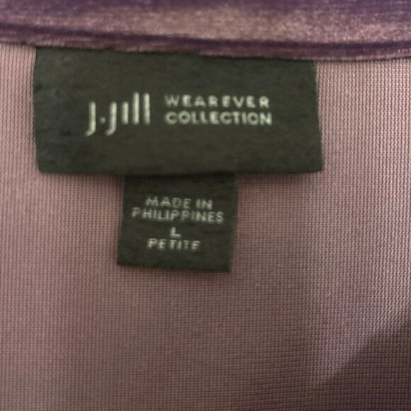 J Jill Wearever Purple Velvet Button Down Long Sleeve Blouse Top Large Petite - Picture 8 of 10